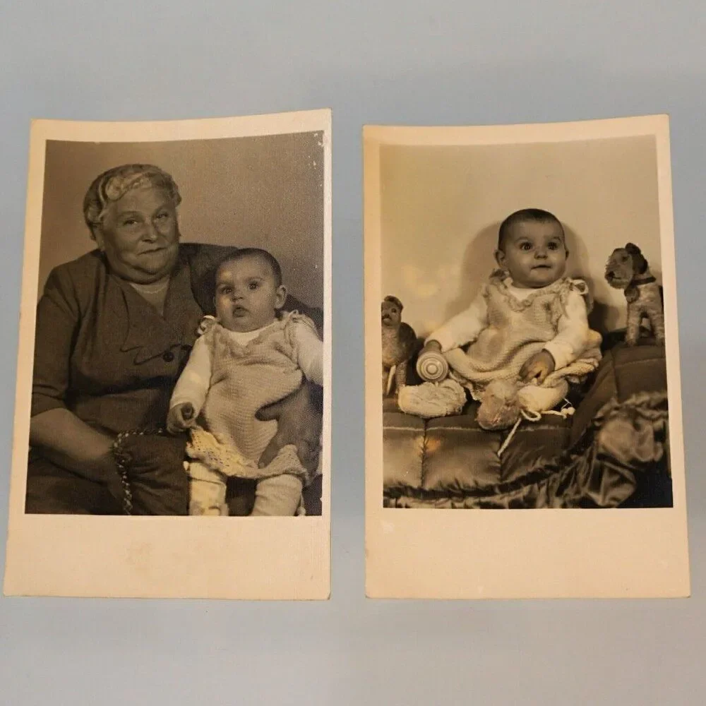 Grandma With Grandchild 2 Vintage Real Black And White Photos Koln Germany
